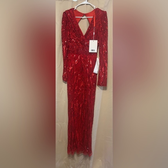 Mac Duggal 4635 NWOT EMBELLISHED FAUX WRAP OPEN BACK GOWN - Picture 3 of 8